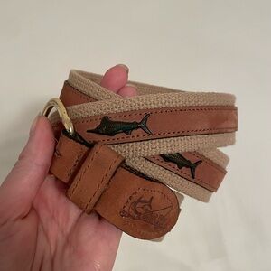 World Wide Sportsman Leather Canvas Metal Fish Belt